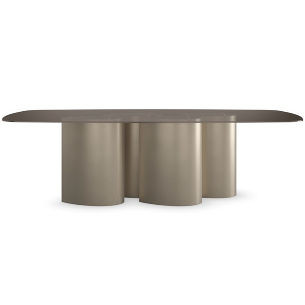 Aphelion Dining Table, Gold/Smoked Bronze Glass, 110"W x 46"D
