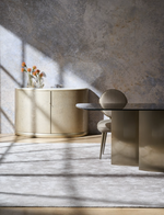 Aphelion Dining Table, Gold/Smoked Bronze Glass, 110"W x 46"D