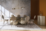 Aphelion Dining Table, Gold/Smoked Bronze Glass, 110"W x 46"D