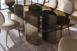 Aphelion Dining Table, Gold/Smoked Bronze Glass, 110"W x 46"D