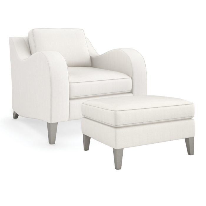 Victoria Chair & Ottoman, Cream Performance Fabric