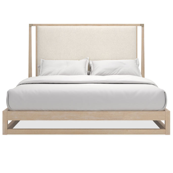 Pinstripe Upholstered Light Bed, King & Queen