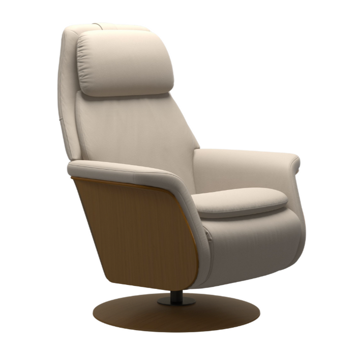 Sam Power Recliner Chair with Battery Pack, Paloma Fog/Walnut, Large