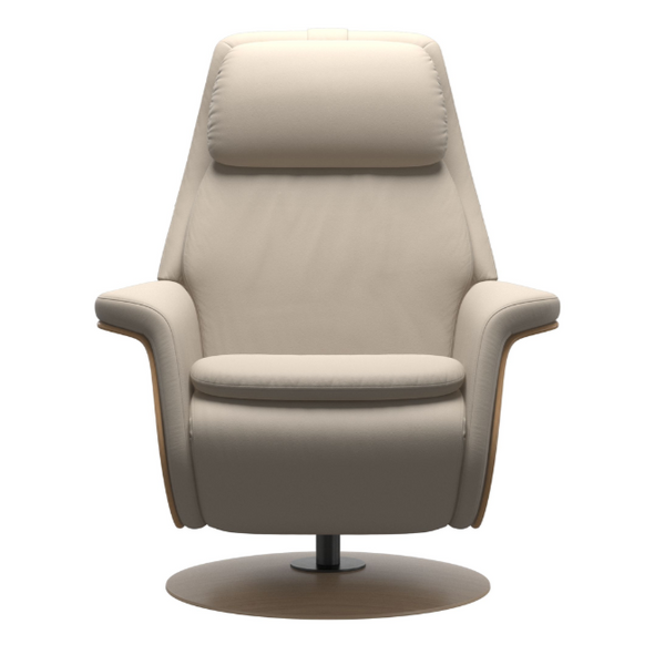 Sam Power Recliner Chair with Battery Pack, Paloma Fog/Walnut, Large