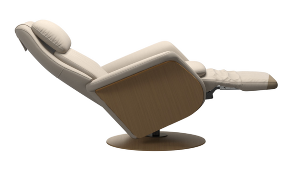 Sam Power Recliner Chair with Battery Pack, Paloma Fog/Walnut, Large