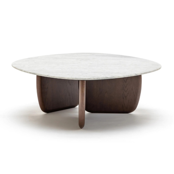 Eden Coffee Table,  Espresso Oak, Marble, 35.4"Dia × 13.8" H