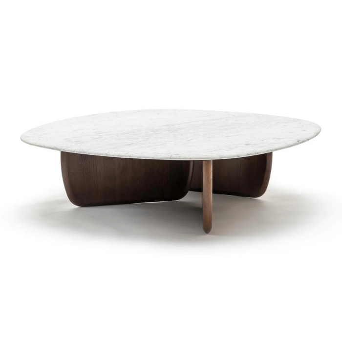 Eden Coffee Table,  Espresso Oak, Marble, 39.4"Dia × 13.8" H