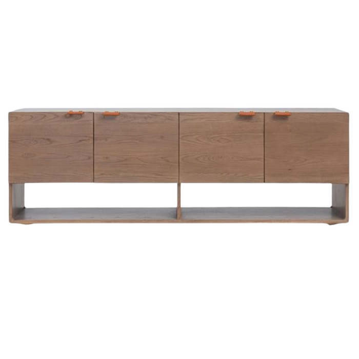 Cantor 67" Media Cabinet, Fawn/Umber/Brass