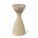 Ellory Leather and Stone Side Table, Tab, Small, 9"Dia x 19"H