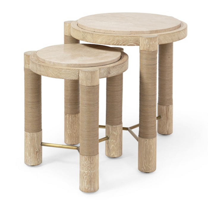 Quentin Side Tables, Travertine/Natural, 2 Sizes each sold separately