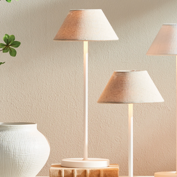 Alluna Cordless LED Lamp, Cream Linen, 14"H