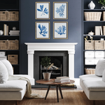 Indigo Seaweed Prints, 4 Styles, 19.25"W x 23"H