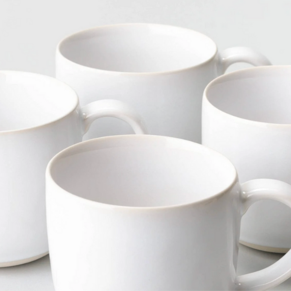Pearl White Mugs, Set of 4