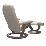 Consul Classic Base Chair and Ottoman, Medium, Daisy Beige/Walnut