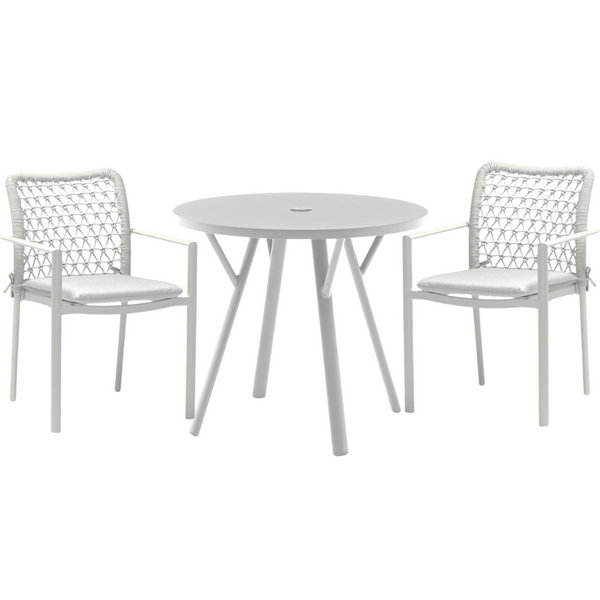 Yes Round Bistro Table, 31.5", White Aluminum (Chairs Sold Separately)