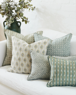 Moro Celadon Linen Cushion, 14" x 22"
