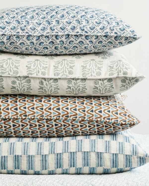 Menorca Tobacco Linen Cushion, 14" x 22"