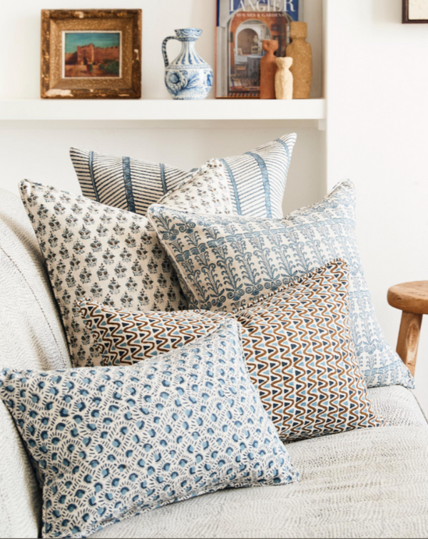 Menorca Tobacco Linen Cushion, 14" x 22"