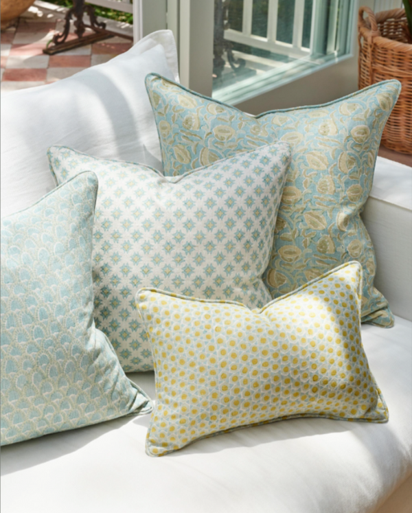 Marbella Cenote Linen Cushion, 22" x 22"