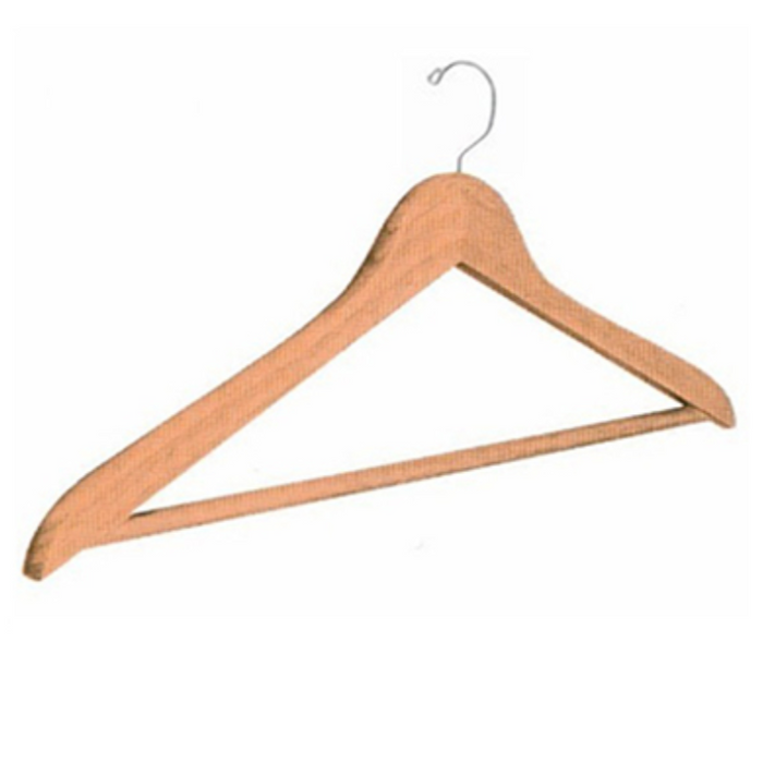 18" Hardwood Clothes Hanger, Natural, Sold Individually
