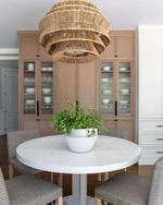Antigua 30" Drum Chandelier - Antique Burnished Brass & Natural Abaca, Medium
