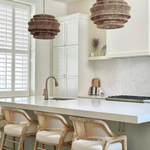 Antigua Drum 22" Chandelier - Antique Burnished Brass & Natural Abaca, Small