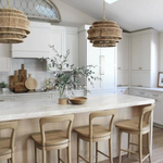 Antigua Drum 22" Chandelier - Antique Burnished Brass & Natural Abaca, Small