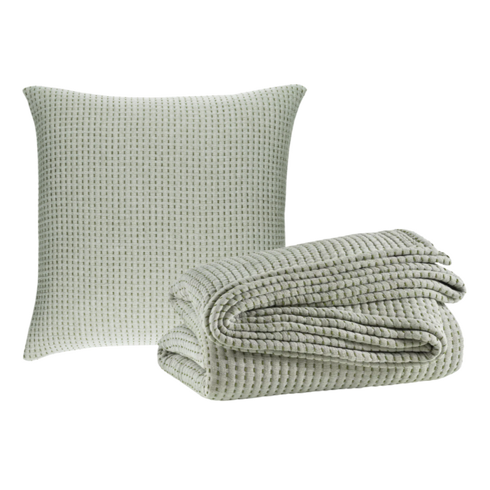 Pick Stitch Oversized Throw & Euro Sham Collection, Evergreen