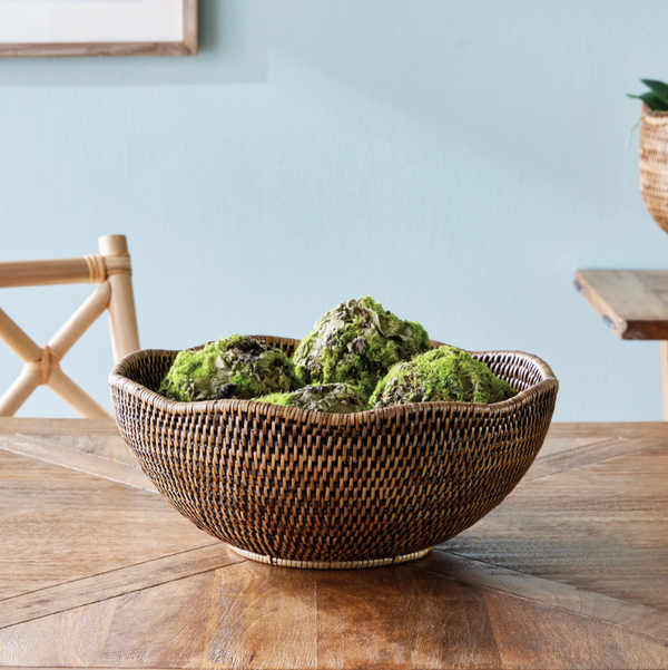 Burma Rattan Scalloped Edge Bowl, 13.25"