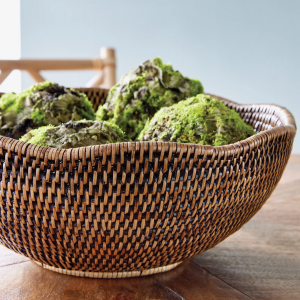 Burma Rattan Scalloped Edge Bowl, 13.25"