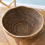 Burma Rattan Scalloped Edge Bowl, 13.25"