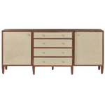 Hillard Cabinet, Champagne Faux Canvas/Walnut Veneer, 80"L x 20"W x 34"H