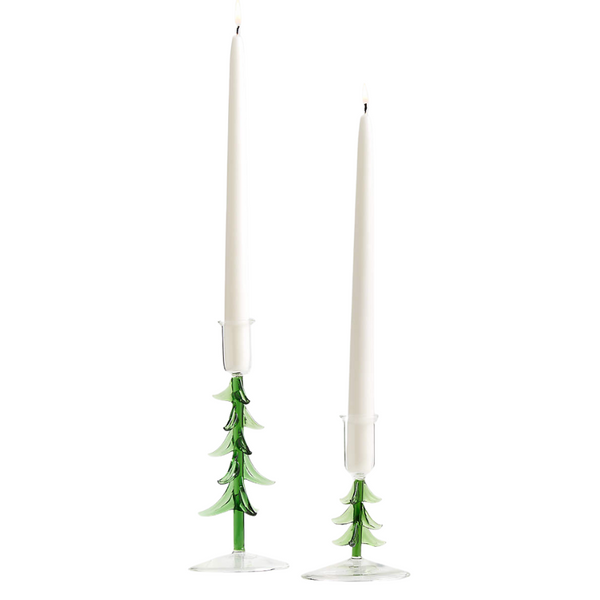 Borosilicate Glass Christmas Tree Taper Candle Holder, 2 Sizes, Sold Separately