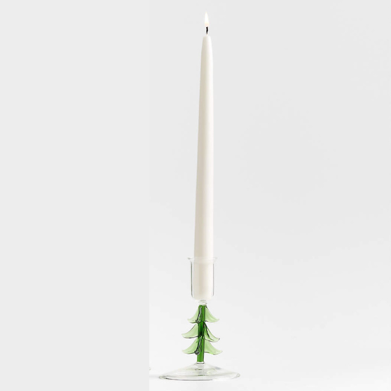 Borosilicate Glass Christmas Tree Taper Candle Holder, 2 Sizes, Sold Separately