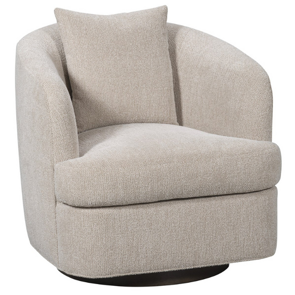 Ode Swivel Chair, Topper Oatmeal Performance Fabric