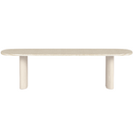 Newport Aluminum Rectangle Dining Table, 120", Aluminum Bone/ Travertine Natural