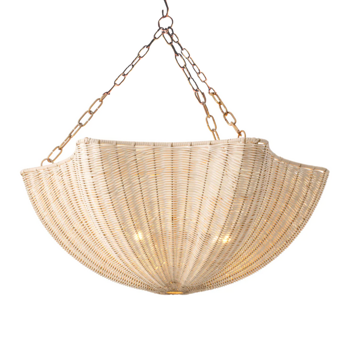 Los Palmos Chandelier - Rattan/Vintage Brass, 31.89"Dia