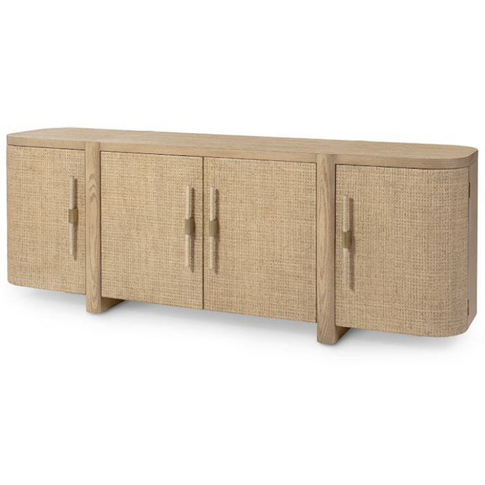 Zoey Natural Oak Sideboard, 86"W x 22"D x 31.25"H