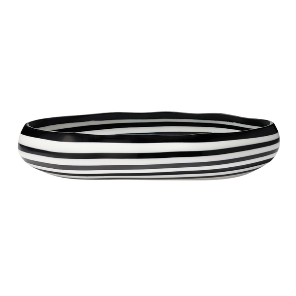Rucchin Oval Bowl, 24", Black/White Stripe