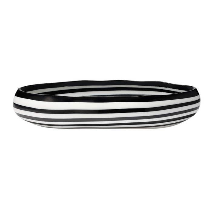 Rucchin Oval Bowl, 24", Black/White Stripe