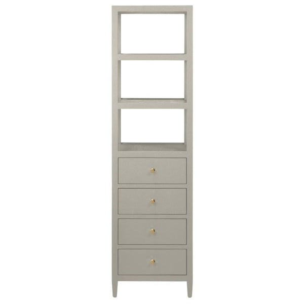 Jarin Tall Cabinet, Light Gray Faux Belgian Linen, 20"L x 16"W x 72"H
