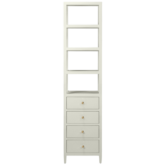 Jarin Tall Cabinet, White Faux Belgian Linen, 20"L x 16"W x 84"H