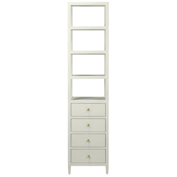 Jarin Tall Cabinet, White Faux Belgian Linen, 20"L x 16"W x 84"H