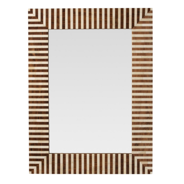 Malena Mirror, Natural Teak/Natural Bone, 30"W x 40"H