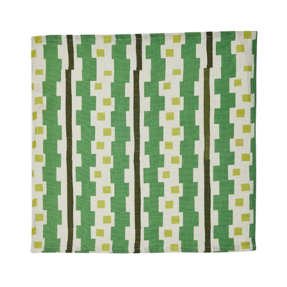 Bauhaus Green Linen Napkins, Set of 8