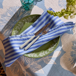 Pinstripe Blue Linen Napkins, Set of 8