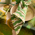 Bauhaus Green Linen Napkins, Set of 8