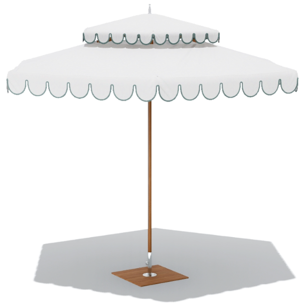 Ocean Master M1 Cupola 10' Hexagon, Natural/Sea Mist Scallop Valance, with Natural Protective Cover