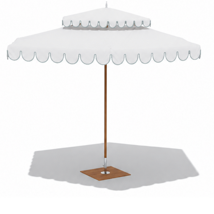 Ocean Master M1 Cupola 10' Hexagon, Natural/Sea Mist Scallop Valance, with Natural Protective Cover