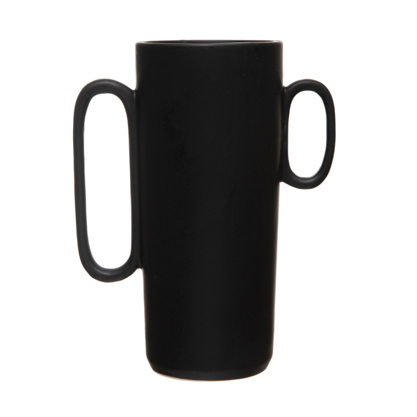 Stoneware Vase with Asymmetrical Handles, 10"H
